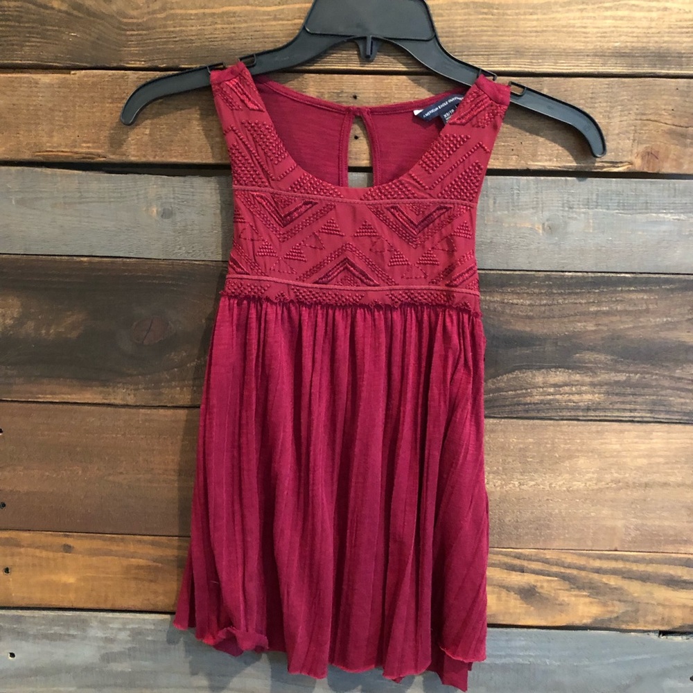 American Eagle Burgundy Halter Tank Top